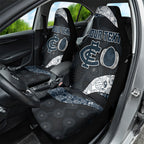 Personalized Carlton Football Car Seat Cover Easter Egg Pattern Navy Monochrome Tribal Dot Style