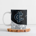 Personalized Carlton Football Ceramic Mug Easter Egg Pattern Navy Monochrome Tribal Dot Style