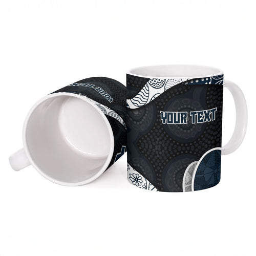 Personalized Carlton Football Ceramic Mug Easter Egg Pattern Navy Monochrome Tribal Dot Style