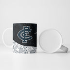Personalized Carlton Football Ceramic Mug Easter Egg Pattern Navy Monochrome Tribal Dot Style