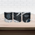 Personalized Carlton Football Ceramic Mug Easter Egg Pattern Navy Monochrome Tribal Dot Style