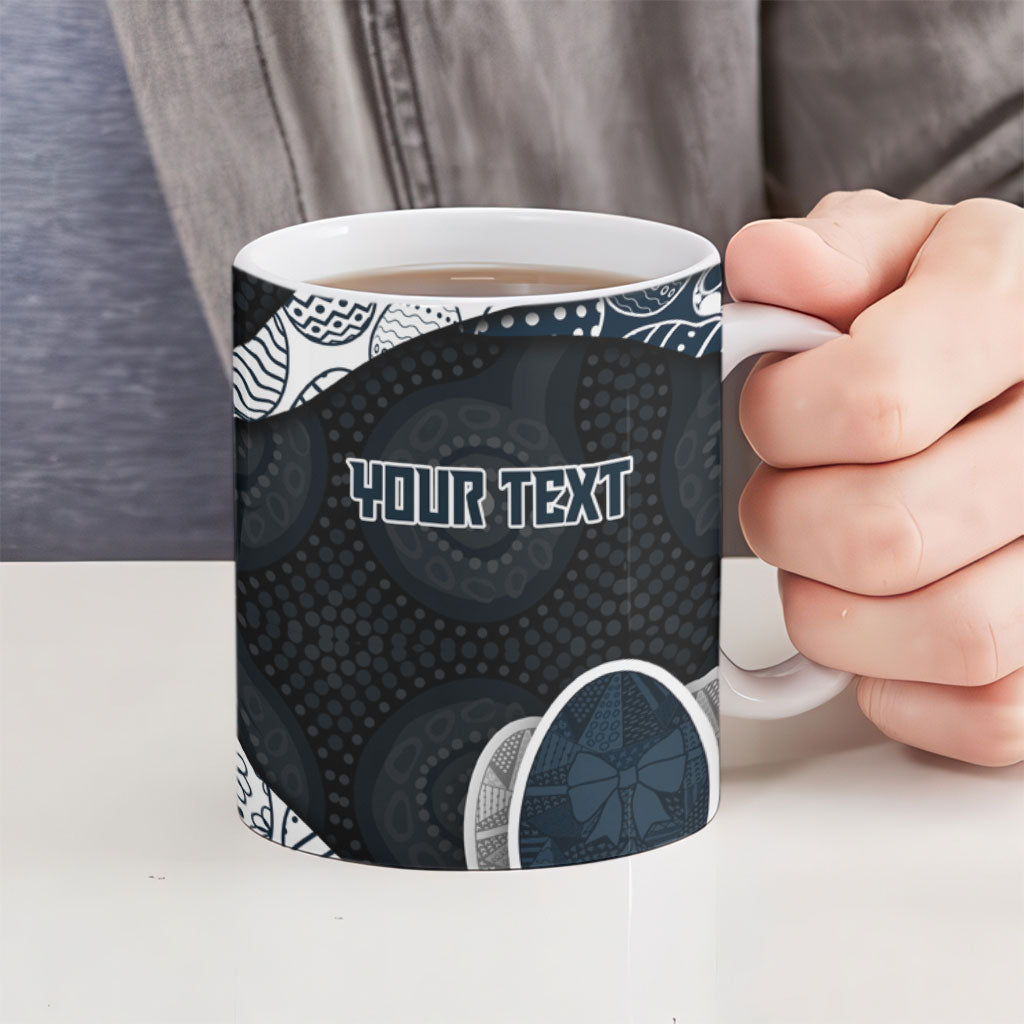 Personalized Carlton Football Ceramic Mug Easter Egg Pattern Navy Monochrome Tribal Dot Style
