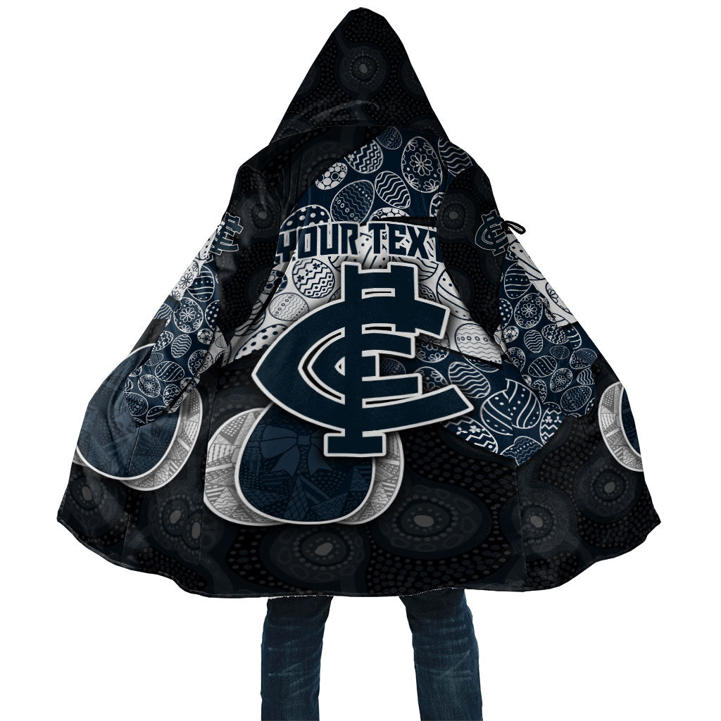 Personalized Carlton Football Cloak Easter Egg Pattern Navy Monochrome Tribal Dot Style