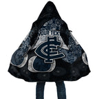 Personalized Carlton Football Cloak Easter Egg Pattern Navy Monochrome Tribal Dot Style
