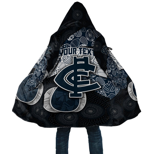 Personalized Carlton Football Cloak Easter Egg Pattern Navy Monochrome Tribal Dot Style