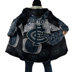 Personalized Carlton Football Cloak Easter Egg Pattern Navy Monochrome Tribal Dot Style