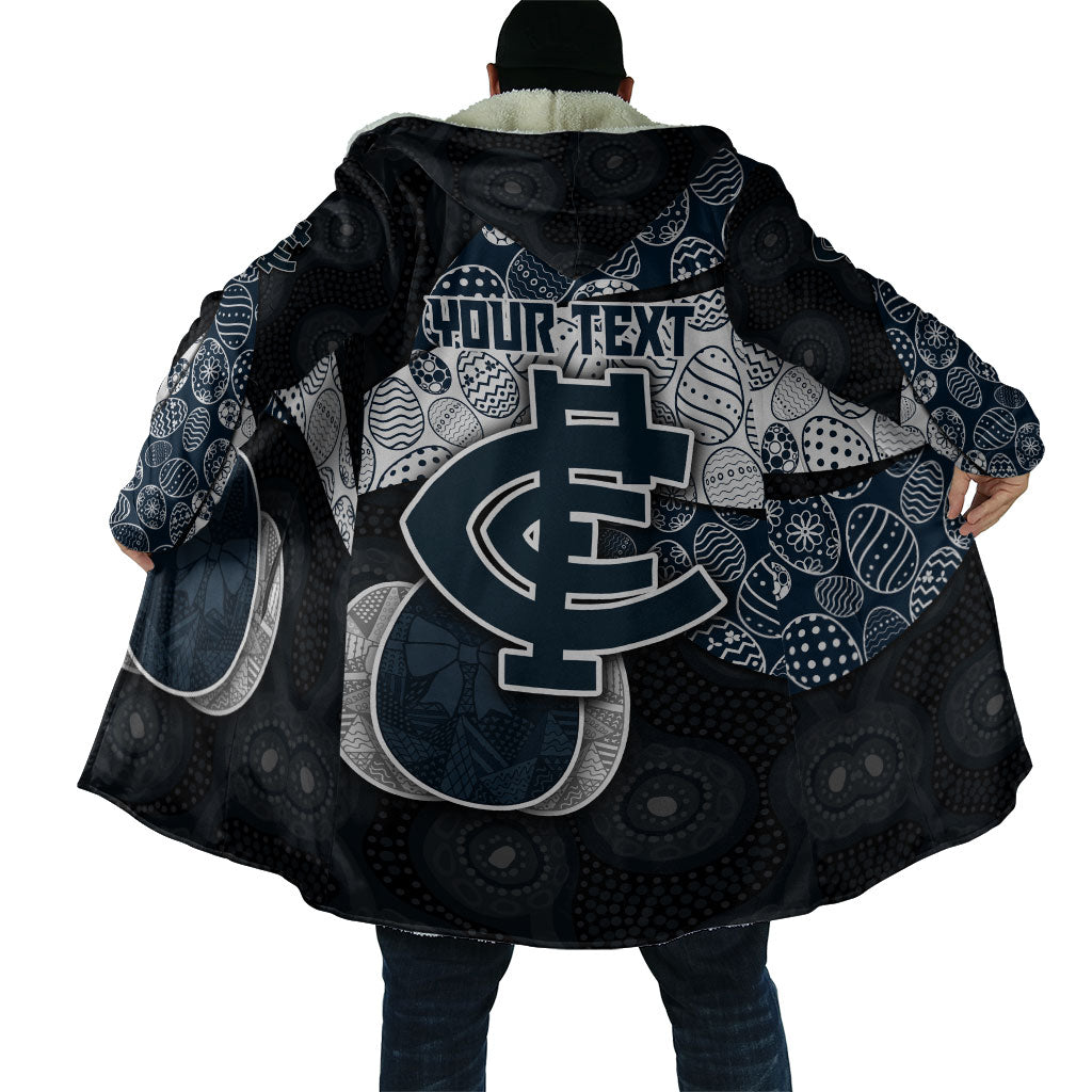 Personalized Carlton Football Cloak Easter Egg Pattern Navy Monochrome Tribal Dot Style