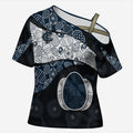 Personalized Carlton Football Cross Shoulder Shirt Easter Egg Pattern Navy Monochrome Tribal Dot Style
