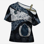 Personalized Carlton Football Cross Shoulder Shirt Easter Egg Pattern Navy Monochrome Tribal Dot Style