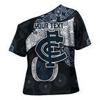Personalized Carlton Football Cross Shoulder Shirt Easter Egg Pattern Navy Monochrome Tribal Dot Style
