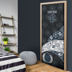 Personalized Carlton Football Door Cover Easter Egg Pattern Navy Monochrome Tribal Dot Style