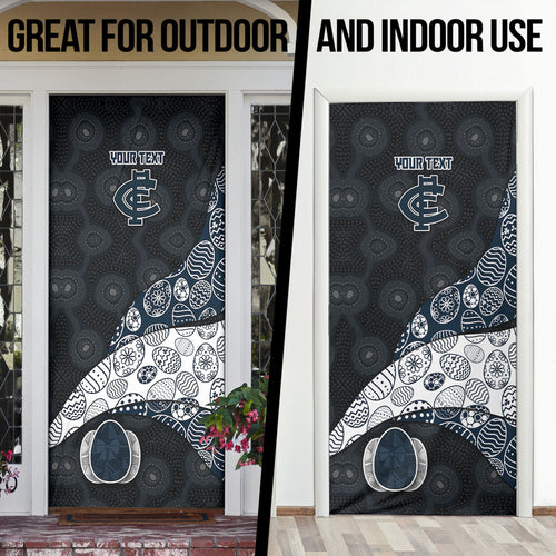 Personalized Carlton Football Door Cover Easter Egg Pattern Navy Monochrome Tribal Dot Style