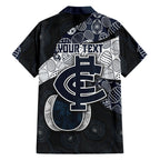 Personalized Carlton Football Family Matching Mermaid Dress and Hawaiian Shirt Easter Egg Pattern Navy Monochrome Tribal Dot Style
