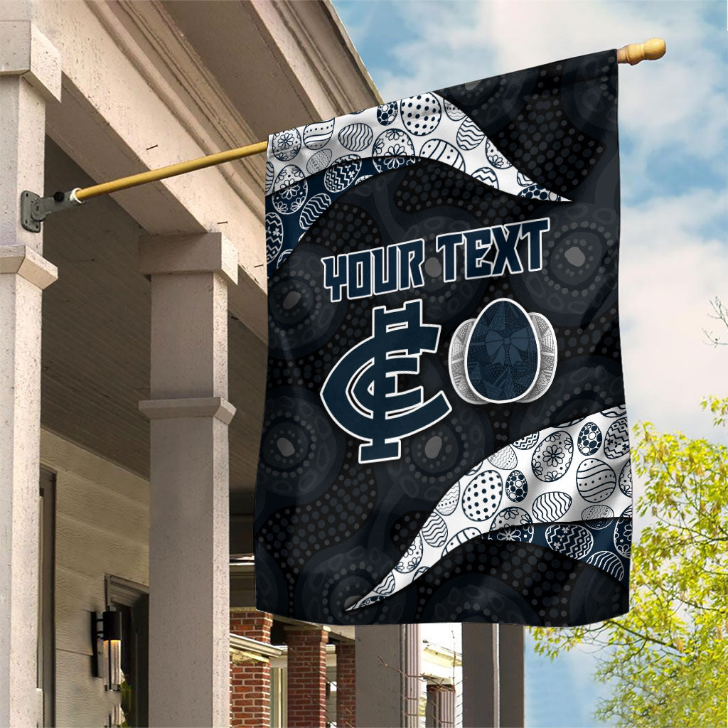 Personalized Carlton Football Garden Flag Easter Egg Pattern Navy Monochrome Tribal Dot Style