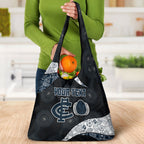 Personalized Carlton Football Grocery Bag Easter Egg Pattern Navy Monochrome Tribal Dot Style