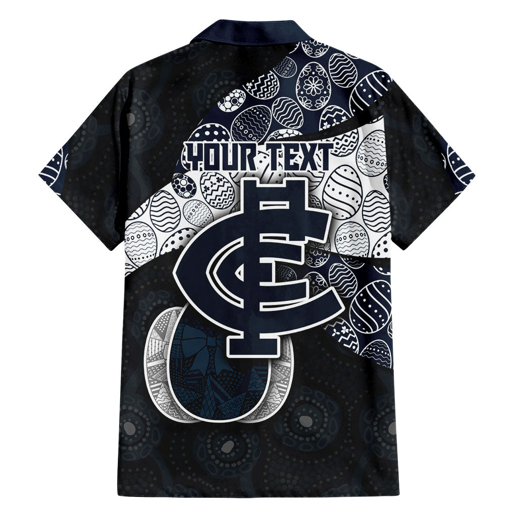 Personalized Carlton Football Hawaiian Shirt Easter Egg Pattern Navy Monochrome Tribal Dot Style