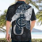 Personalized Carlton Football Hawaiian Shirt Easter Egg Pattern Navy Monochrome Tribal Dot Style