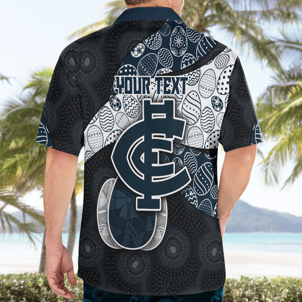Personalized Carlton Football Hawaiian Shirt Easter Egg Pattern Navy Monochrome Tribal Dot Style