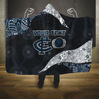 Personalized Carlton Football Hooded Blanket Easter Egg Pattern Navy Monochrome Tribal Dot Style