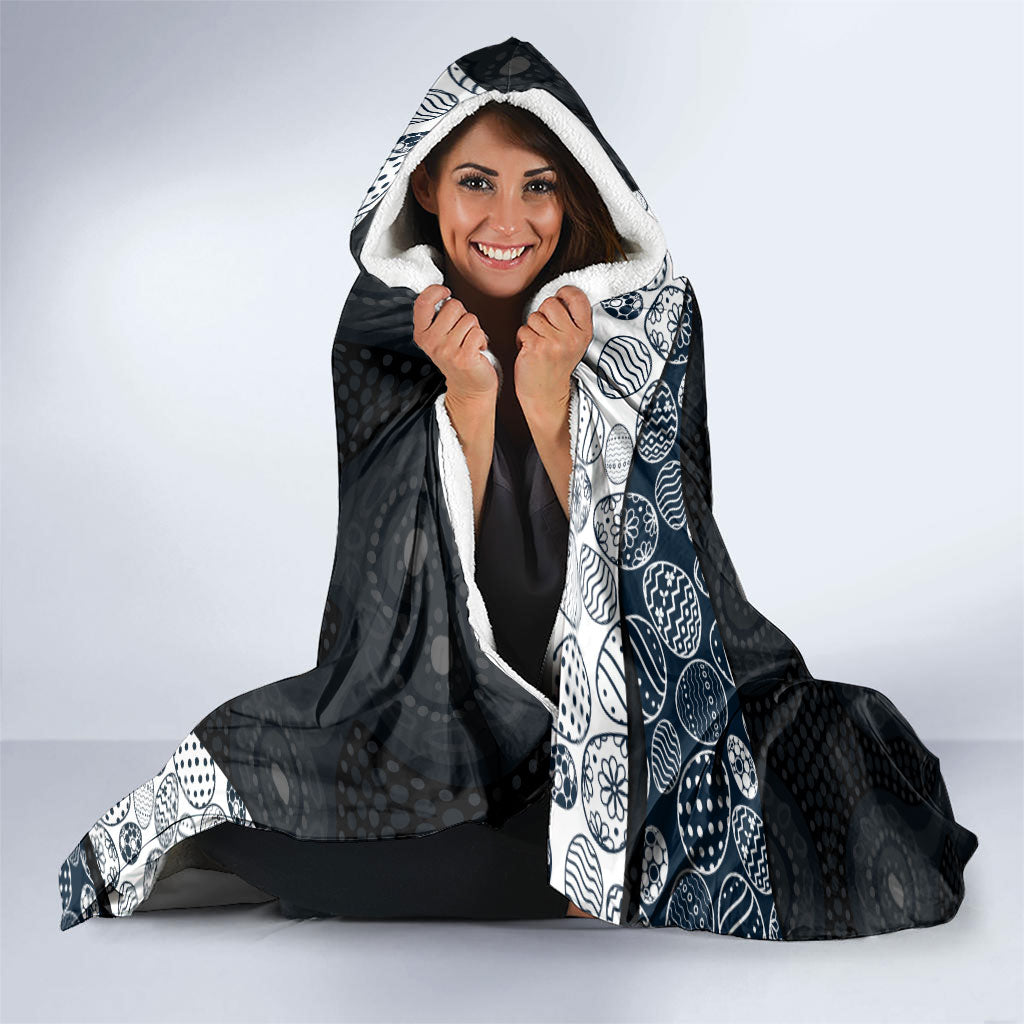 Personalized Carlton Football Hooded Blanket Easter Egg Pattern Navy Monochrome Tribal Dot Style