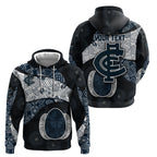 Personalized Carlton Football Hoodie Easter Egg Pattern Navy Monochrome Tribal Dot Style