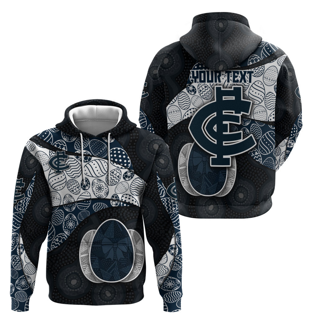 Personalized Carlton Football Hoodie Easter Egg Pattern Navy Monochrome Tribal Dot Style