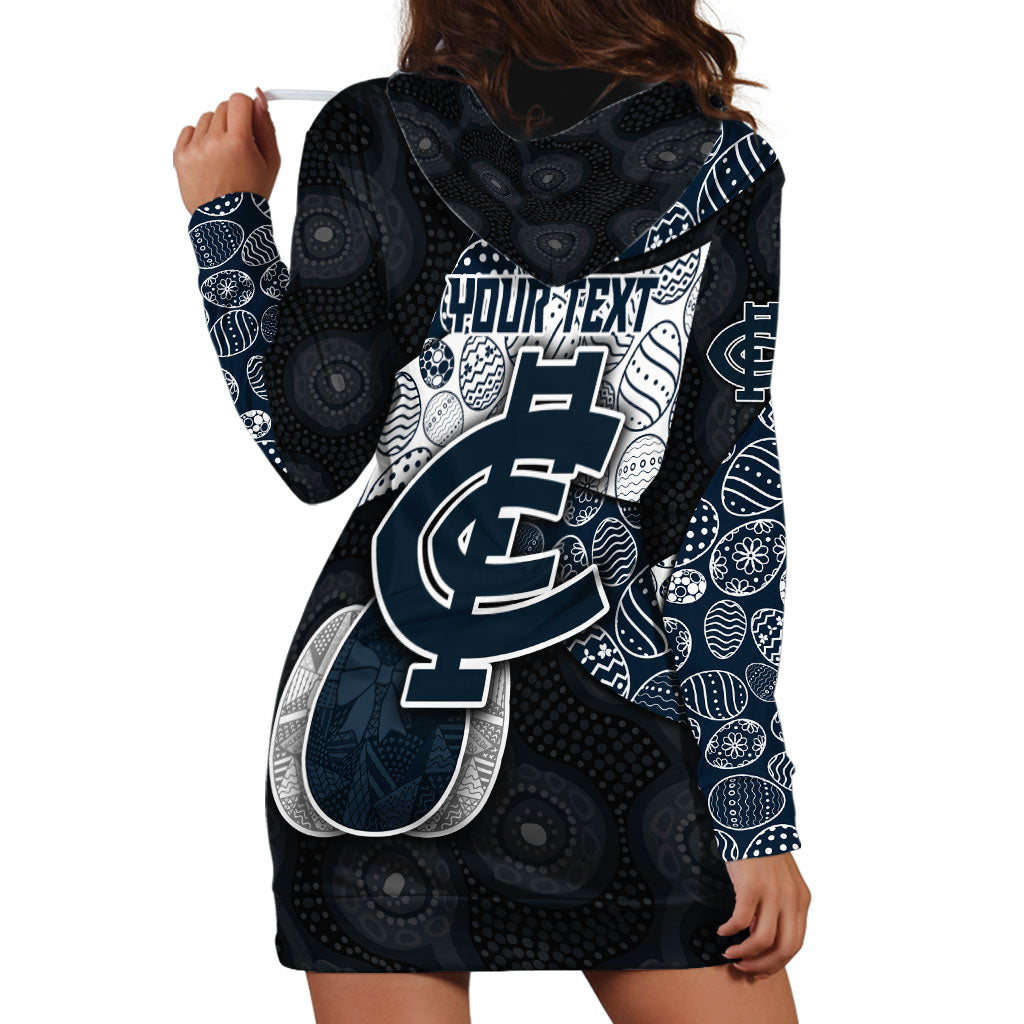 Personalized Carlton Football Hoodie Dress Easter Egg Pattern Navy Monochrome Tribal Dot Style