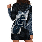 Personalized Carlton Football Hoodie Dress Easter Egg Pattern Navy Monochrome Tribal Dot Style