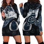 Personalized Carlton Football Hoodie Dress Easter Egg Pattern Navy Monochrome Tribal Dot Style