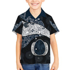 Personalized Carlton Football Kid Hawaiian Shirt Easter Egg Pattern Navy Monochrome Tribal Dot Style