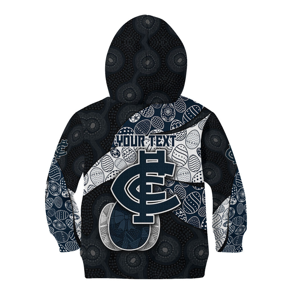 Personalized Carlton Football Kid Hoodie Easter Egg Pattern Navy Monochrome Tribal Dot Style