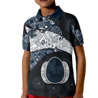 Personalized Carlton Football Kid Polo Shirt Easter Egg Pattern Navy Monochrome Tribal Dot Style