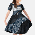Personalized Carlton Football Kid Short Sleeve Dress Easter Egg Pattern Navy Monochrome Tribal Dot Style