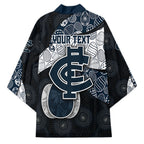 Personalized Carlton Football Kimono Easter Egg Pattern Navy Monochrome Tribal Dot Style