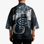 Personalized Carlton Football Kimono Easter Egg Pattern Navy Monochrome Tribal Dot Style