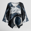 Personalized Carlton Football Kimono Sleeve Blouse Easter Egg Pattern Navy Monochrome Tribal Dot Style