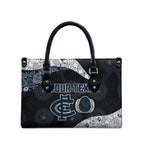 Personalized Carlton Football Leather Bag Easter Egg Pattern Navy Monochrome Tribal Dot Style