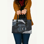 Personalized Carlton Football Leather Bag Easter Egg Pattern Navy Monochrome Tribal Dot Style