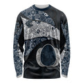 Personalized Carlton Football Long Sleeve Shirt Easter Egg Pattern Navy Monochrome Tribal Dot Style