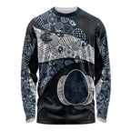 Personalized Carlton Football Long Sleeve Shirt Easter Egg Pattern Navy Monochrome Tribal Dot Style