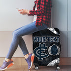 Personalized Carlton Football Luggage Cover Easter Egg Pattern Navy Monochrome Tribal Dot Style