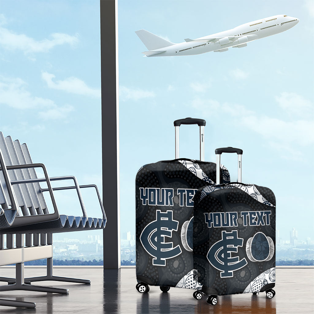 Personalized Carlton Football Luggage Cover Easter Egg Pattern Navy Monochrome Tribal Dot Style