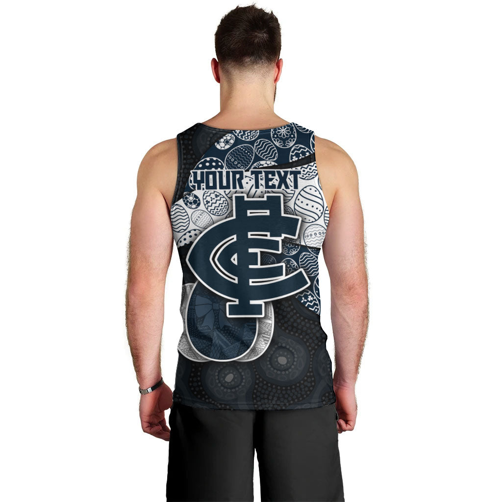 Personalized Carlton Football Men Tank Top Easter Egg Pattern Navy Monochrome Tribal Dot Style