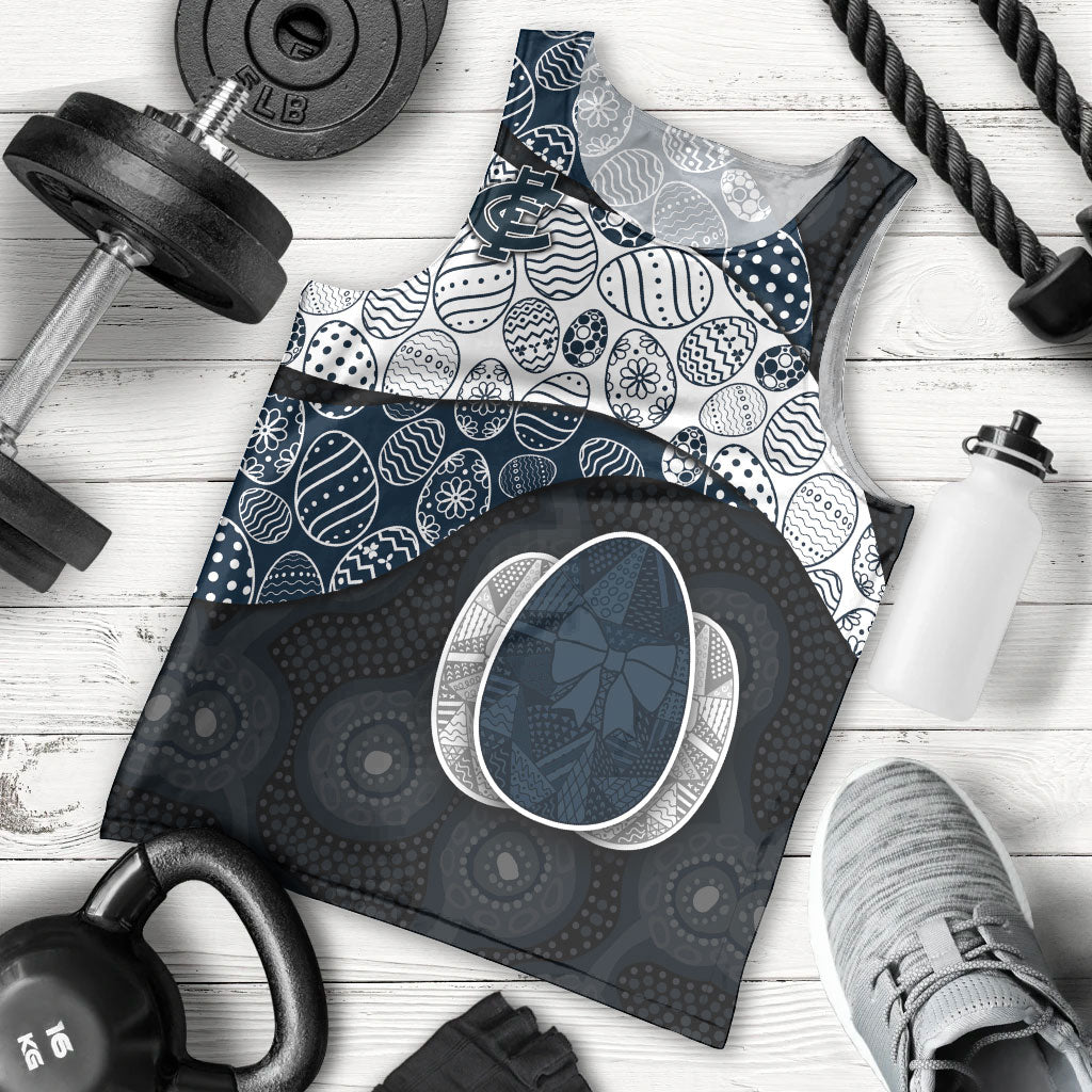 Personalized Carlton Football Men Tank Top Easter Egg Pattern Navy Monochrome Tribal Dot Style
