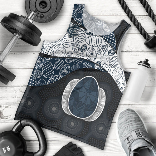 Personalized Carlton Football Men Tank Top Easter Egg Pattern Navy Monochrome Tribal Dot Style