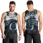 Personalized Carlton Football Men Tank Top Easter Egg Pattern Navy Monochrome Tribal Dot Style
