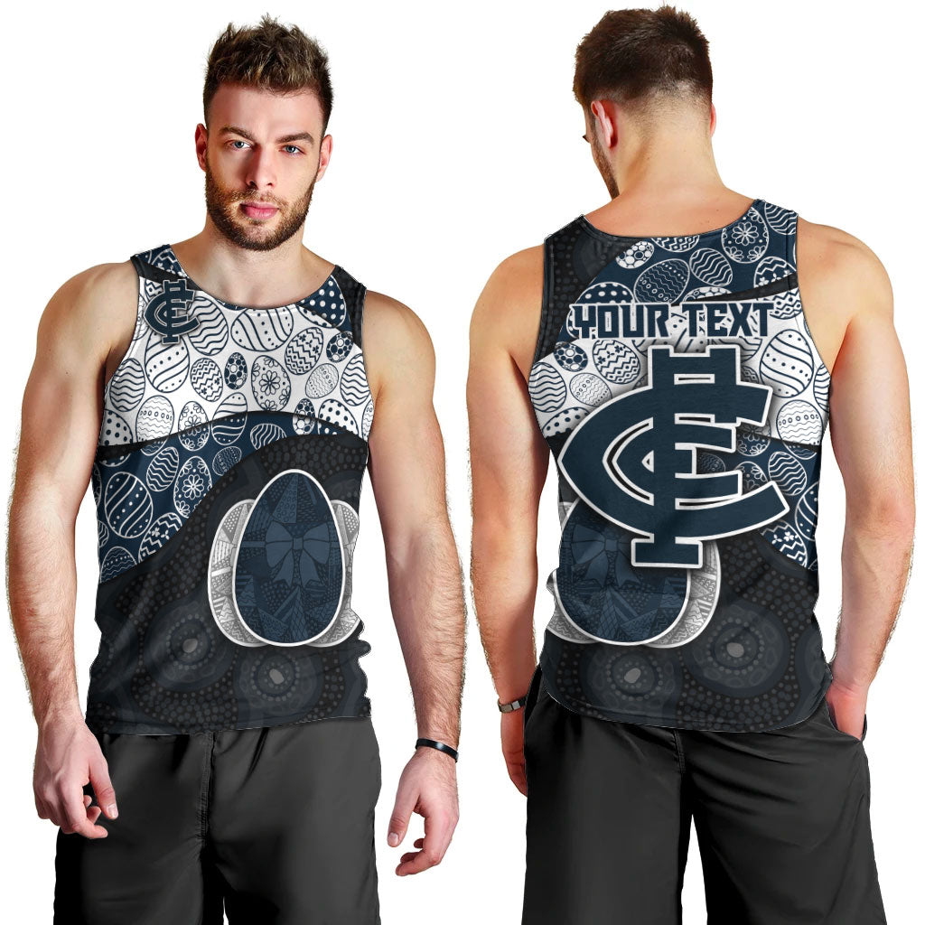 Personalized Carlton Football Men Tank Top Easter Egg Pattern Navy Monochrome Tribal Dot Style