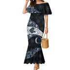 Personalized Carlton Football Mermaid Dress Easter Egg Pattern Navy Monochrome Tribal Dot Style