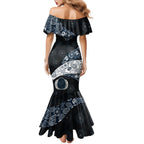 Personalized Carlton Football Mermaid Dress Easter Egg Pattern Navy Monochrome Tribal Dot Style