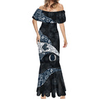 Personalized Carlton Football Mermaid Dress Easter Egg Pattern Navy Monochrome Tribal Dot Style